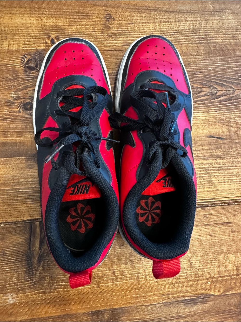 Nike Court Borough Low 2 GS Bred Red Black Sneakers Size 5Y